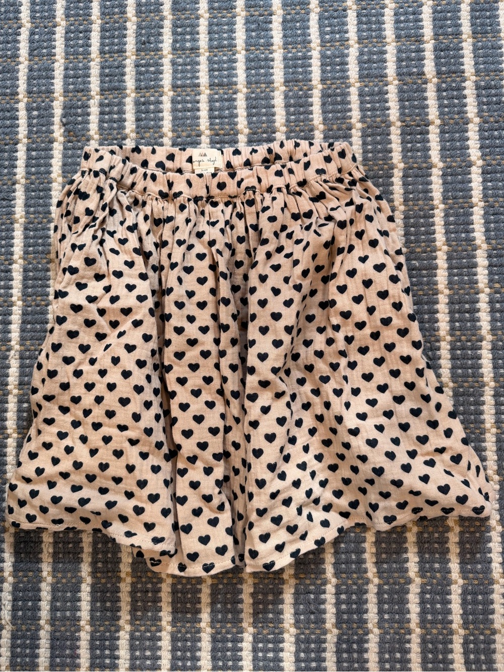 Beige Heart-Print Skirt for Girls
